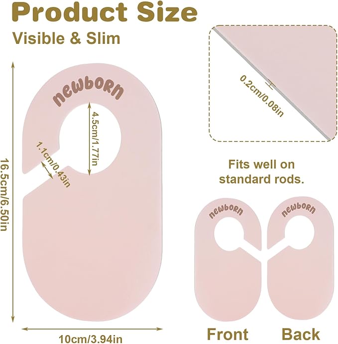 8PCS Baby Clothes Dividers for Closet Baby Closet Dividers Double-Sided Clothes Organizer for Newborn Clothing, Infant to 2T Boy & Girl Pink Nursery Decor