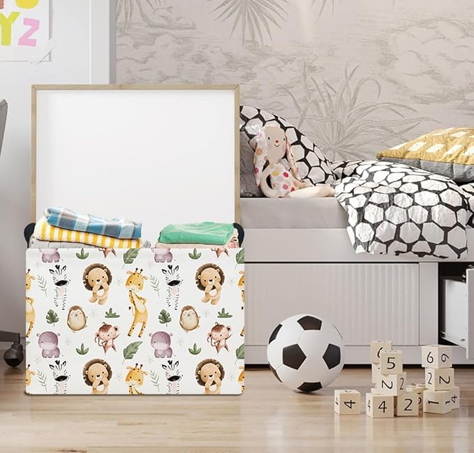 Rectangle Storage Basket with Handles,Collapsible Storage Bin,Books Box,Gift Basket(Dancing Animal)