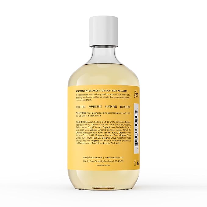 Deep Steep Grapefruit Bergamot Bubble Bath for Women, Hypoallergenic, Clinically Tested, Clean Formula for Sensitive Skin, Sulfate-Free, 17 fl oz Bottle, Essential Bath Accessories