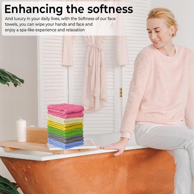 100% Cotton Washcloth Set – Soft, Absorbent Face Towels for Bathroom & Gym Use – Durable & Reusable Wash Cloths - Butterfly (Multi-Color), 12 x 12 Inches, Pack of 24