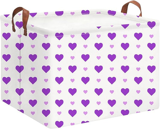 Rectangle Storage Basket,Gift Basket Empty with Handles,Cute Organizer, Room Decor(Purple Love)