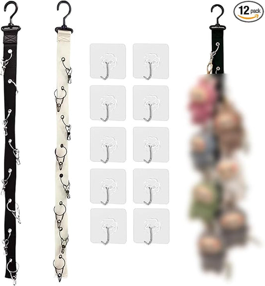 2 Pcs Plush Toy Display,Hanging Display,Organizer,Display 17cm Doll ,Holder Display With Chain,Doll Organizer,Toy Straps For Wall Decor Or Corner Nursery Playroom Holds 10 Plush Toys With ten hooks