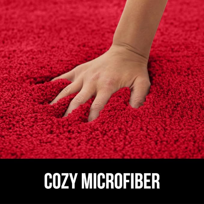 GORILLA GRIP Bathroom Rugs, 42x24, Ultra Soft Absorbent Mat, Thick Plush Bath Rug, Machine Washable, Microfiber Quick Dry, Mats for Shower, Bathtub and Floor, Home Decor Accessories, Red