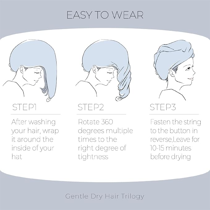 2 Pack Microfiber Hair Towel Wrap for Women, Hair Drying Towel with Button, Towel Turban,Head Towel to Dry Hair Quickly Lint Free, White