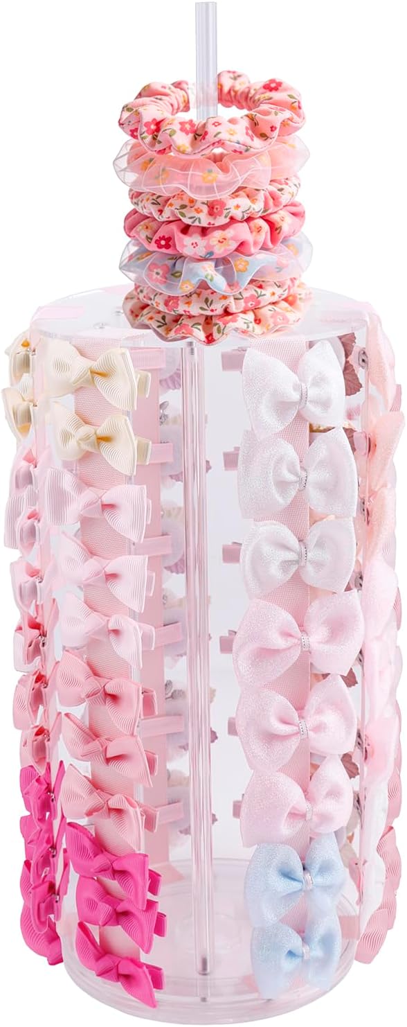 Bow Holder Bow Organizer for Girls,Baby Hair Clips Storage Stand, Rotatable Hair Accessory Organizer Rack for Baby Newborn Infant Toddler Kids (snzp-14-1)