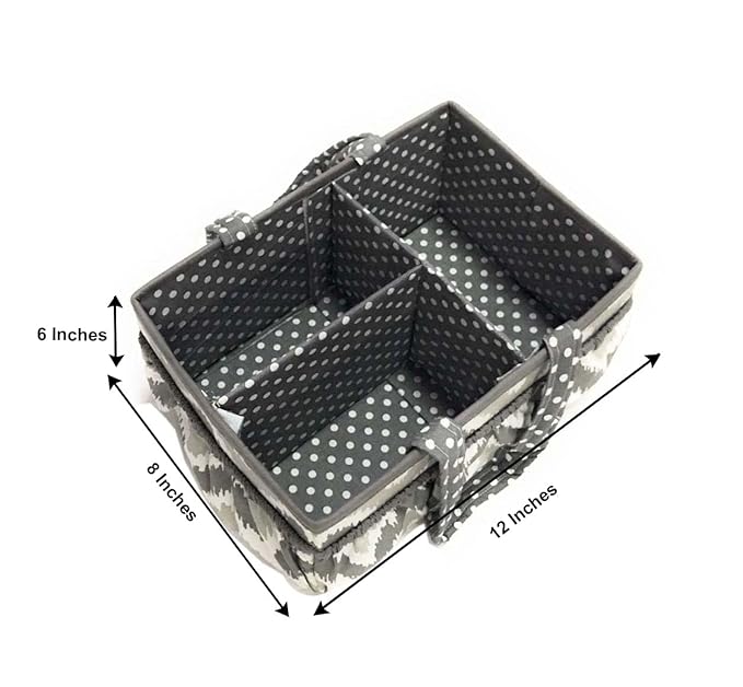 Bacati Mix and Match Nursery Fabric Storage Caddy with Handles, Grey
