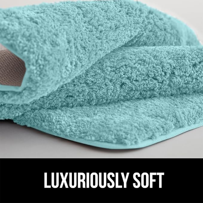 GORILLA GRIP Bathroom Rugs, 60x24, Ultra Soft Absorbent Mat, Thick Plush Bath Rug, Machine Washable, Microfiber Quick Dry, Mats for Shower, Bathtub and Floor, Home Decor Accessories, Spa Blue