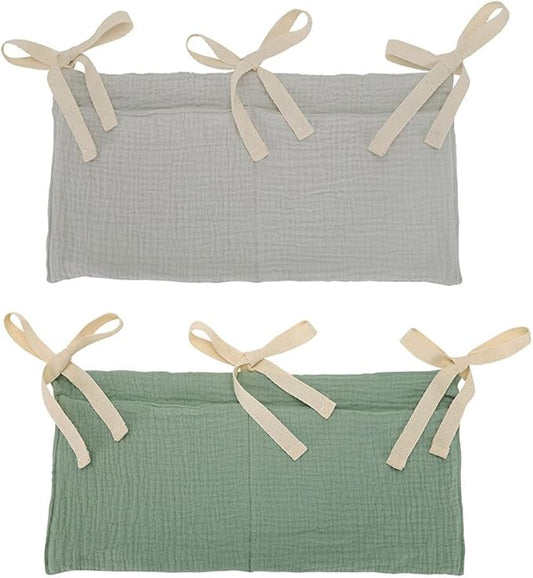 Eforcase 2PCS Baby Crib Organizer Cot Caddy Bed Storage Bag Hanging Pocket Diaper Nursery Organizer Bed Hanging Organizer Bag