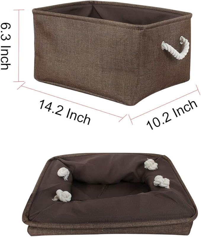 uxcell Fabric Storage Basket with Dual Handles, Collapsible Storage Bins for Toys Laundry Clothes Storage, Home Organizer for Bedroom Office Closet Chocolate Color Medium