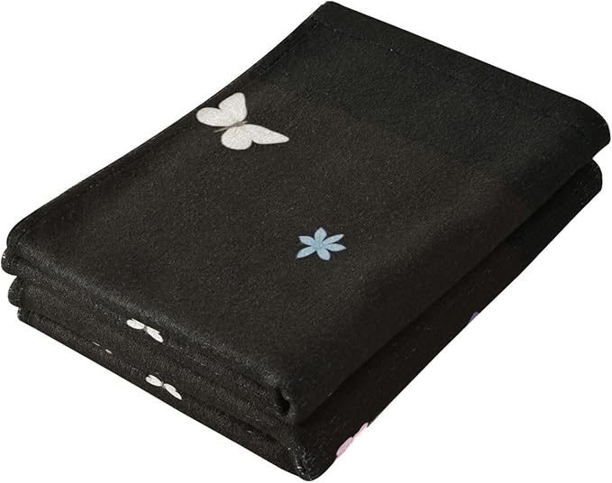 2 Pcs Purple Blue Wildflower Hand Towels for Bathroom,Soft Absorbent Vintage Garden Floral Butterfly Black Dish Towels for Kitchen,Quick Dry Decorative Bathroom Towels for Face,Shower 14"x28"