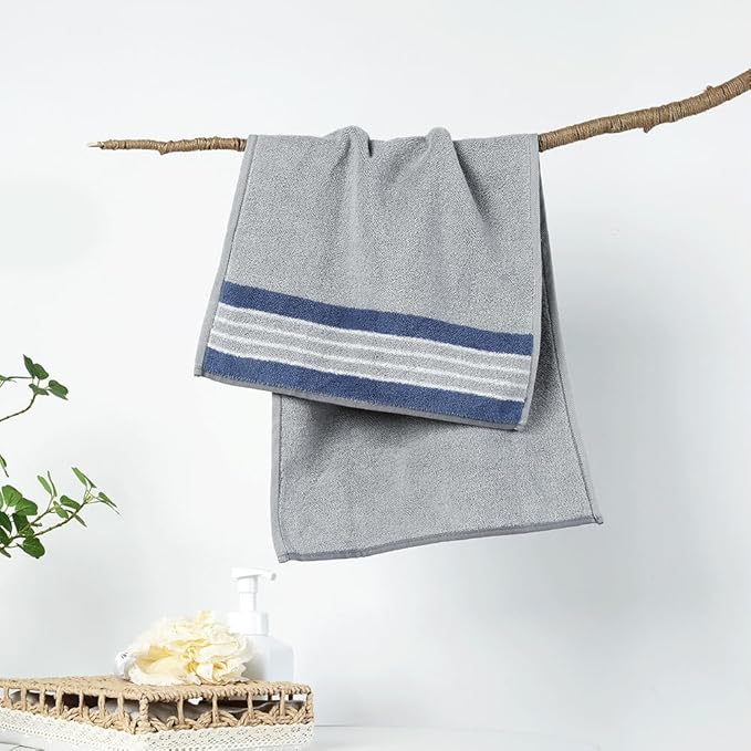 Hand Towels for Bathroom - 14x30 inches, Soft, 100% Cotton, Light-Weight, Light Grey, Set of 4