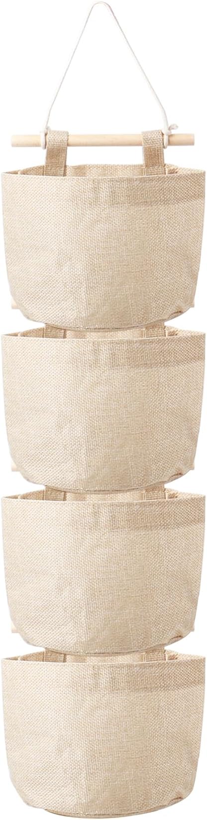 Klmnop Fish Extender with 4 Removable Pockets, Cotton Linen Hanging Organizer, Hanging Storage Bag for Cruise Travel Exchange Gifts(Khaki)