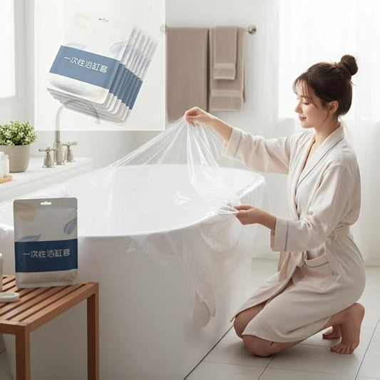 20P Disposable Bathtub Cover for tub Extra Thick Bathtub Liner for tub, Universal Fit for 99.9% Tubs, HDPE Travel Bathtub Water Bag for Hotel, Spa, Home Use 260cm x 120cm tub Liners