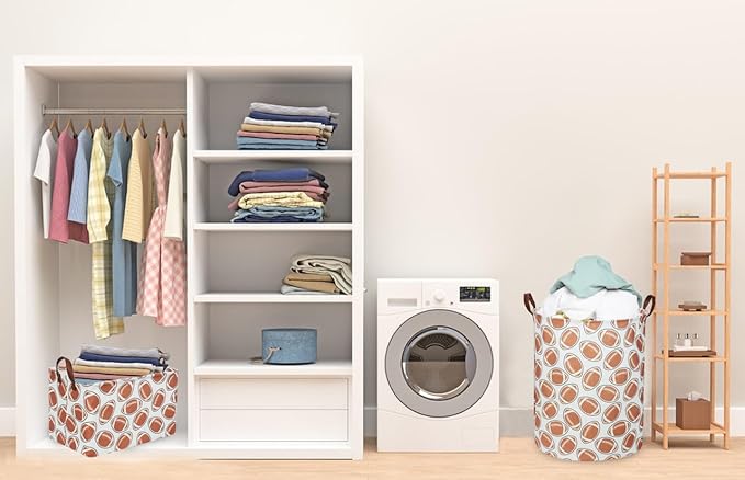 ESSME Kids Laundry Basket,Football Laundry Hamper for Boys Room Decor,Boys hamper,Nursery Hamper,Home Organizer.(Footballs)