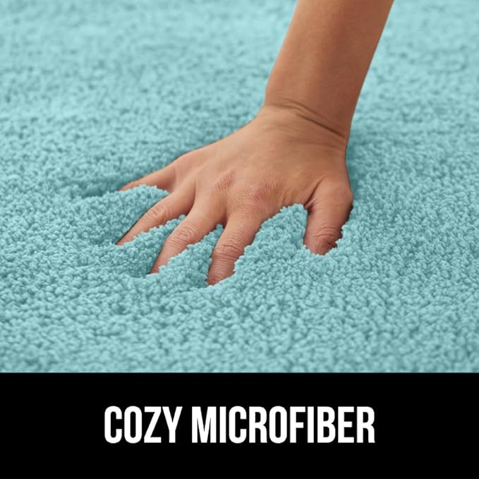 GORILLA GRIP Bathroom Rugs, 60x24, Ultra Soft Absorbent Mat, Thick Plush Bath Rug, Machine Washable, Microfiber Quick Dry, Mats for Shower, Bathtub and Floor, Home Decor Accessories, Spa Blue