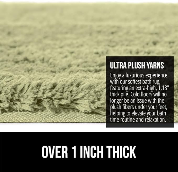 GORILLA GRIP Bathroom Rugs, 42x24, Ultra Soft Absorbent Mat, Thick Plush Bath Rug, Machine Washable, Microfiber Quick Dry, Mats for Shower, Bathtub and Floor, Home Decor Accessories, Sage