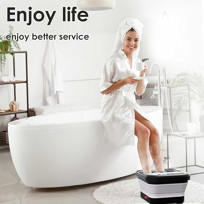 Collapsible Foot Spa And Massager with Heater And Temperature Control, Foot Bath Bowl with Bubbles, Six Massage Rollers, Vibration And Red Light, Foot Soak. Winter Must-Have Foot Spa Massager