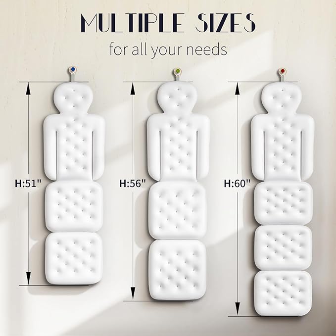 Full Body Bath Pillow for Bathtub, Thick Bathtub Cushion with Laundry Bag, Luxury Tub Pillow for Bath for Headrest Neck and Back Support White 56" x 16"