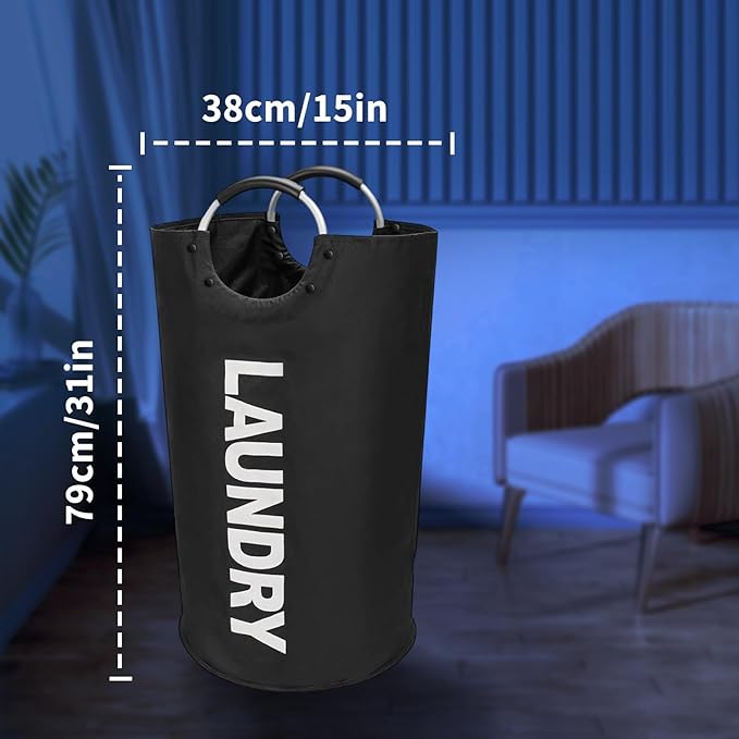 2 Pack 90L Large Laundry Basket Collapsible Waterproof Nylon Clothes Hamper with Padded Handles Tall Laundry Bin for Bedroom Laundry Room Dorm Easy Storage for Adults