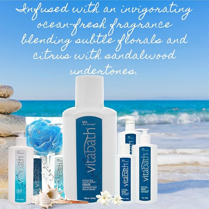 Vitabath Spa Skin Therapy Moisturizing Bath & Shower Gel Wash Nourishing Replenishing Oils Deeply Hydrate Dry Skin - Reviving Body Cleanser & Foaming Gelee Bath - Cruelty-Free - 32 oz