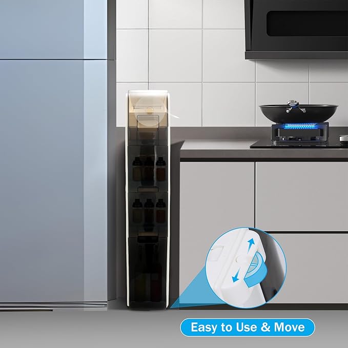 Ultra Thin Bathroom Locker Plastic Locker with Drawers for Living Room, Bathroom, Kitchen, Room and Other Small Items (4 Tiers)