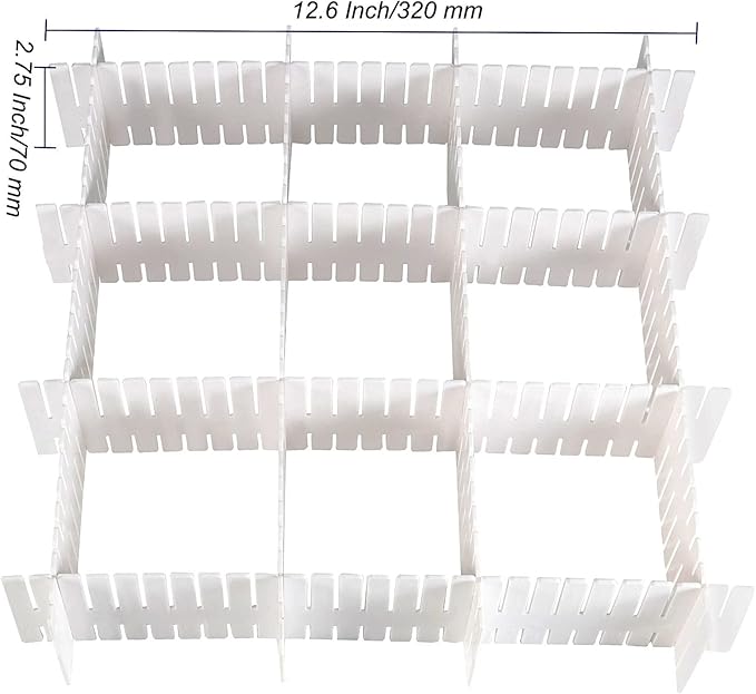 72-Piece DIY Grid Drawer Organizer - 12.6 Inch Adjustable Drawer Dividers for Sock, Underwear, Scarf - 36 White, 36 Pink