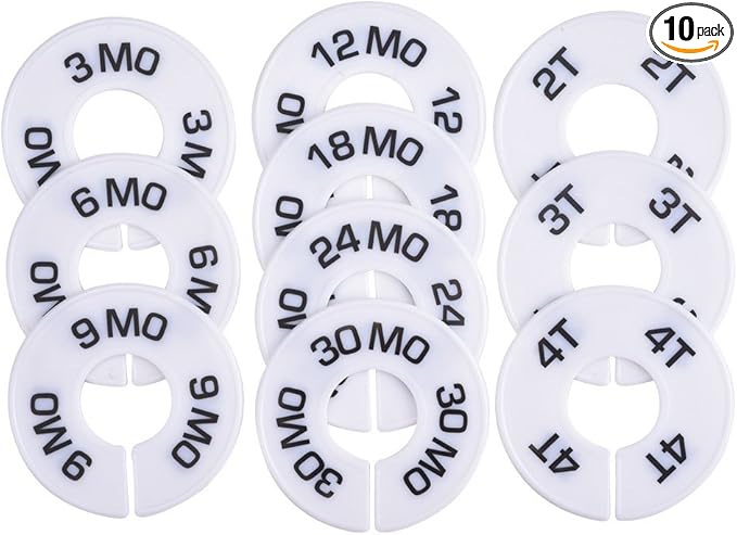 Blulu 10 Pack Clothing Rack Size Dividers Round Hangers Dividers