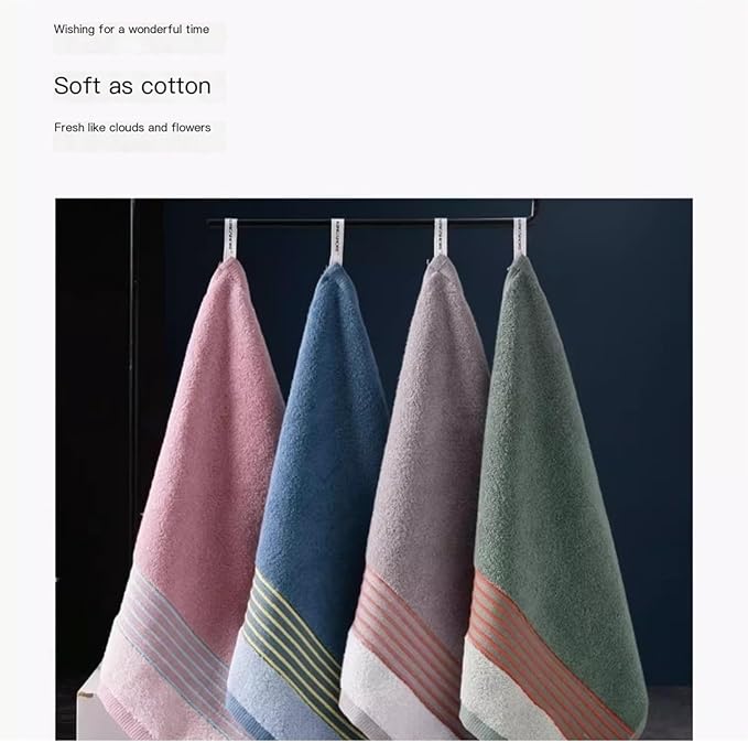 3 Pack Pure Cotton Face Cloths, 35x34cm Absorbent Bath & Hand Towels, Assorted Color(Purple)