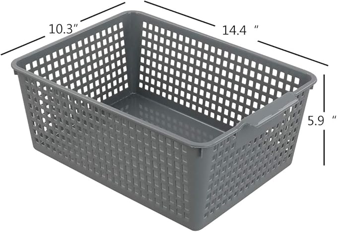 Sandmovie 3 Pack Platic Storage Baskets, 14 Liter Plastic Organizer Bin