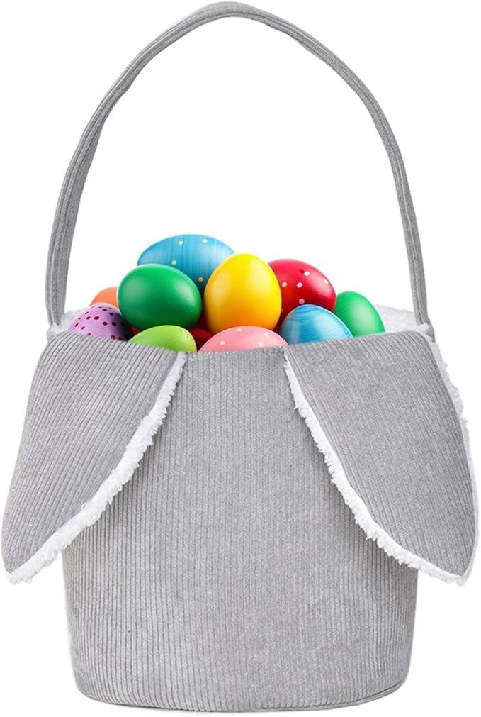 Bunny Egg Hunt Easter Bucket Plush | Easter Bucket Bags With Rabbit Ears,Bunny Ears Baskets For Kids,Easter Bunny Basket,Candy Storage Decorations With Rabbit Ears For Boys Girls