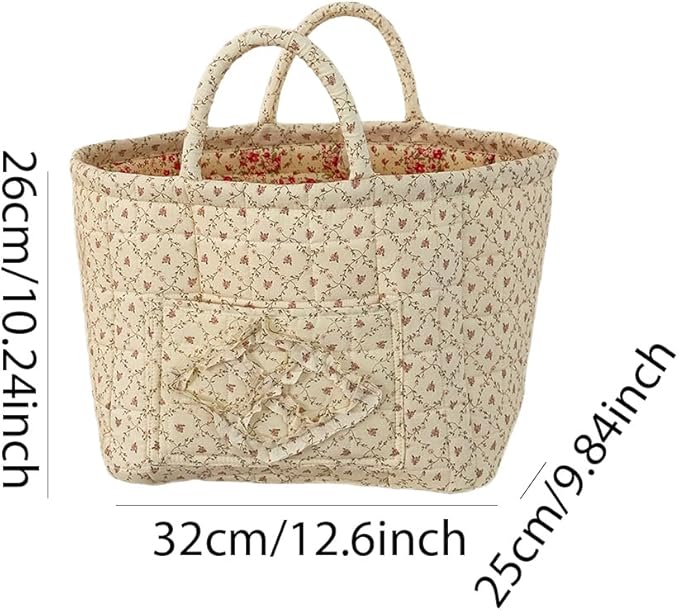 JQWYGB Foldable Laundry Basket Boho Bear Storage Basket Floral Quilted Fabric Car Storage Basket Handles Large Laundry Baskets for Clothes and Dolls