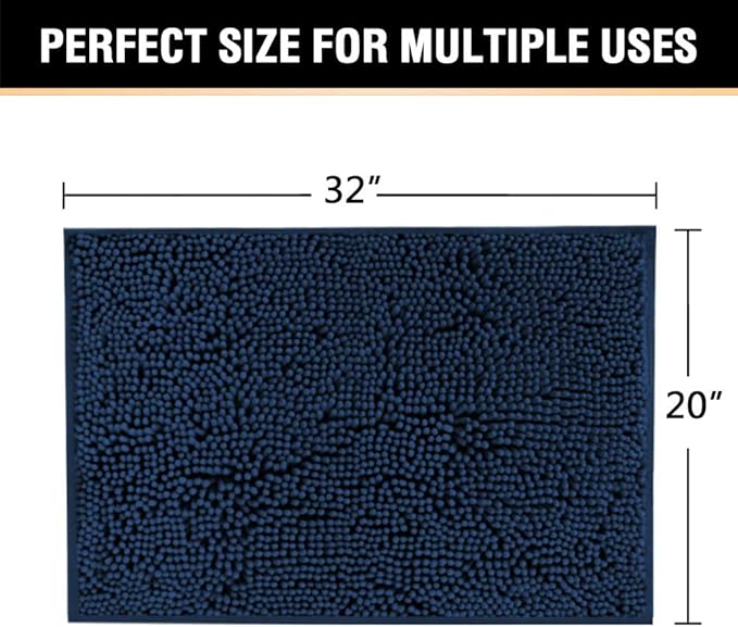 H.VERSAILTEX Navy Blue Bath Mats for Bathroom, Bath Mat 20x32 inch Oversize Bathroom Rug Shag Shower Mat Soft Texture Floor Mat Machine-Washable Bath mats with Water Absorbent Soft Microfibers Rugs