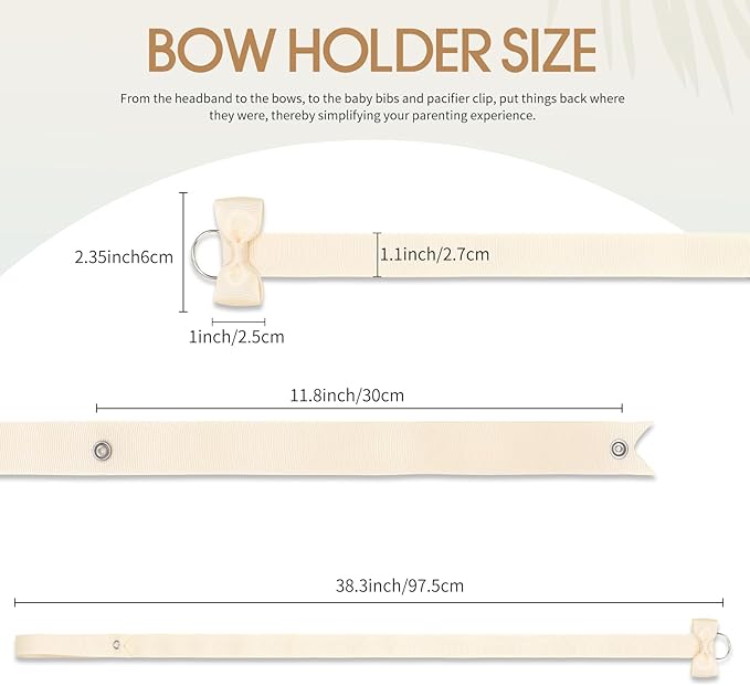 POVETIRE 6PCS Bow Holder Hair Bow Organizer, Hair Clips Storage Bow Holder for Girls Hair Bows, Baby Headband Hair Accessories Organizer Display Wall Hanging for Nursery Decors(Beige)