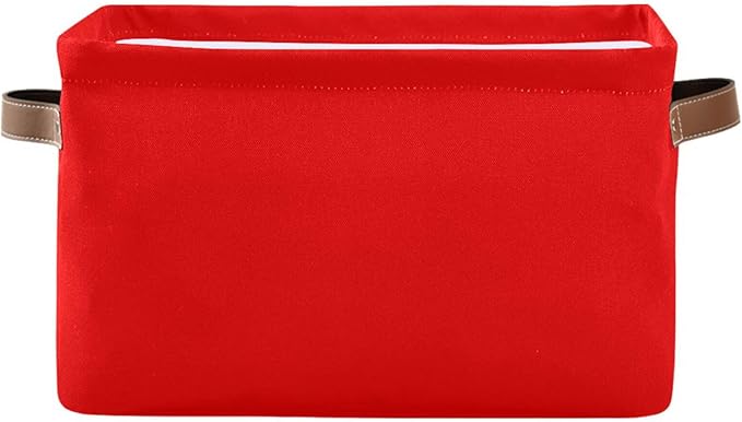 YETTASBIN Red Solid Color Storage Basket 2pc, Large Collapsible Toys Clothes Organizer, Durable Canvas Storage Bin with Handle for Shelves Closet Laundry Home Office Decor