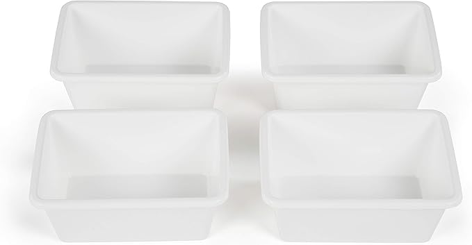 Humble Crew Toy Storage Bins for Kids, Set of 4, White, Small - Sturdy, Colorful Plastic Storage Bins for Classroom, Playroom, Nursery, and More - Premium Toddlers Toy Organizer Bins