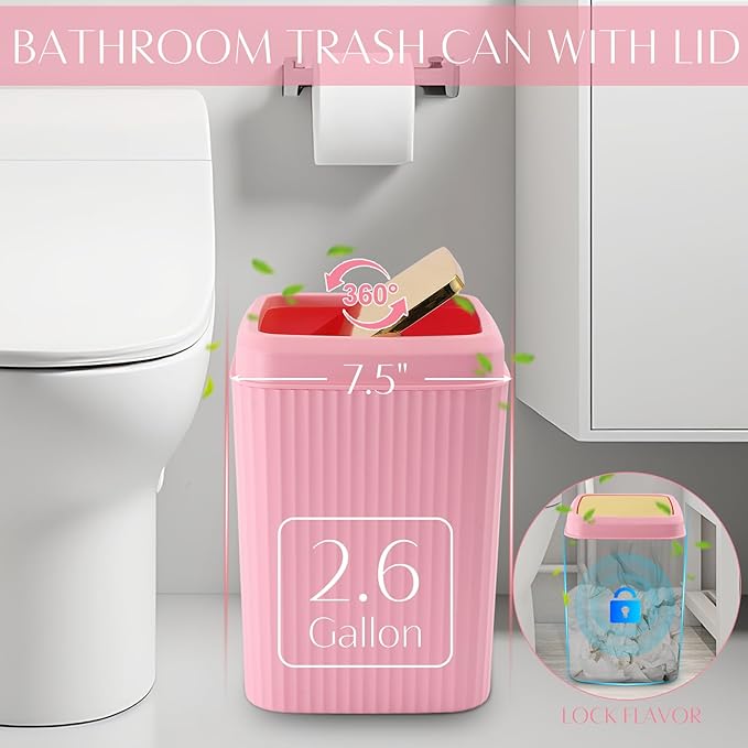 32PCS Bathroom Accessories Set Bathroom Set,Pink Shower Curtain Set,Bath Towel Set,Hand Towel,Toilet Brush,Trash Can & 3PCS Soap Dispenser