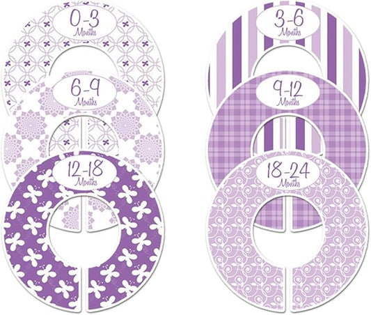6 Baby Girl Nursery C134 Clothing Size Closet Dividers Purple Theme