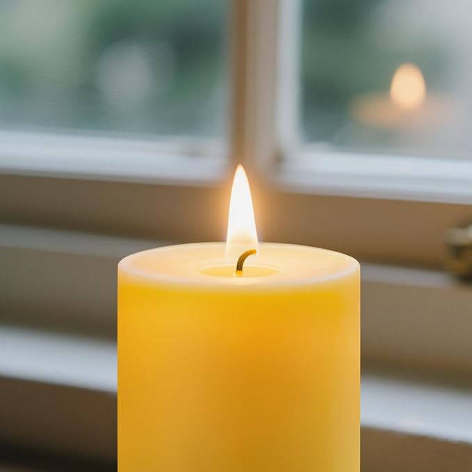 3x6inchs Beeswax Candles - 3 Pack Large Emergency Candles, 309 Hour Long Burn Time Big Bees Wax Candle for Home, Beeswax Pillar Candle for Home Holidays Decor Spa Relaxation (3x6in)