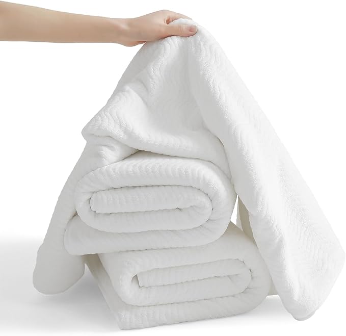 8 Piece Bath Towel Set White|2 Oversized Large Bath Sheet,2 Hand Towels,4 Washcloths| Ultra Soft Cozy Bath Towel Set for Bathroom Hotel Gym Spa,Highly Absorbent & Quick Dry Bathroom Towel Collections