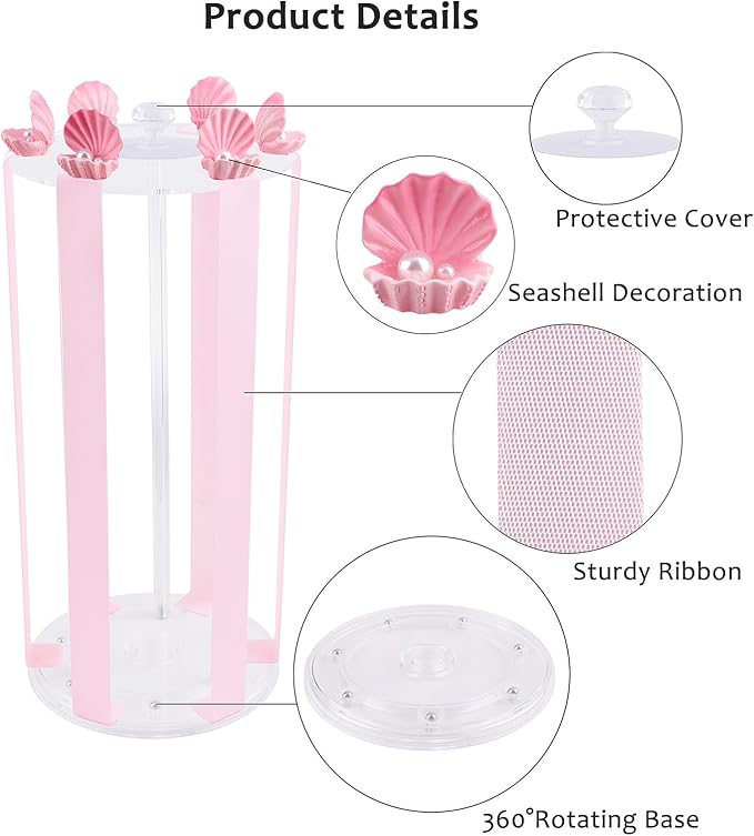 Rotating Bows Organizer for Girls, Hair Clip Holder Claw Storage Hair Accessories Rack Display Stand for Baby Nursery Toddler Room Decor