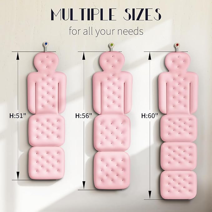 Full Body Bath Pillow for Bathtub, Thick Bathtub Cushion with Laundry Bag, Luxury Tub Pillow for Bath for Headrest Neck and Back Support Pink 60" x 16"
