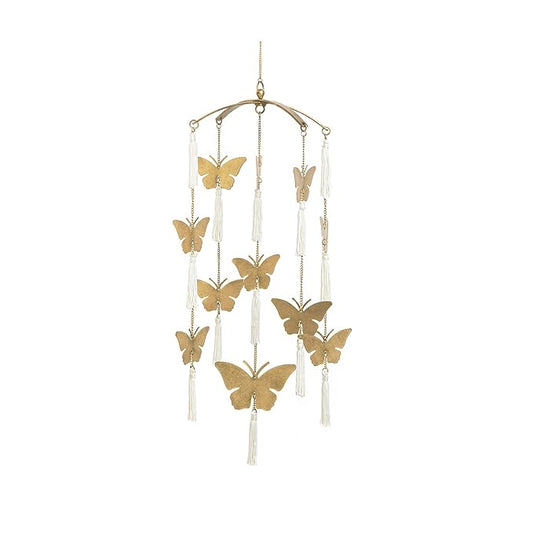 Crane Baby Handcrafted Brass Ceiling Hanging for Nursery, Butterfly Nursery Decor for Girl, 6"x 6" x 36", Baby Girl Nursery Decor, Butterfly Decoratioin