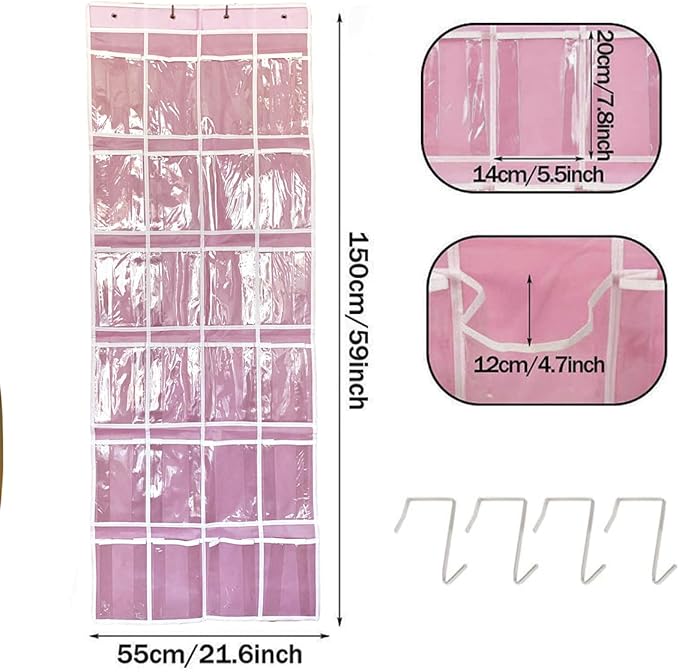 Hanging Over Door Girl's toy Storage Organizer with 24 Clear View Pockets, Compatible with Lol Omg Dolls Barbie Dolls Surprise Doll clothes girl bow hair accessories organizer