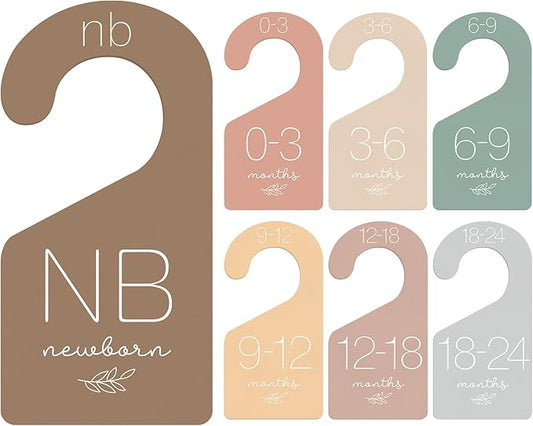 Whaline 7Pcs Baby Closet Size Dividers Warm Colors Acrylic Hanger Clothes Organizers Newborn to 24 Month Thicken Infant Wardrobe Separators For Home Nursery Baby Clothes