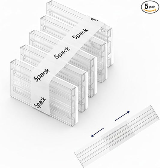 5 Pack Clear Drawer Dividers - Adjustable & Expandable Dresser Organizers, 3" High Plastic Separators with Non-Slip Adhesive for Clothes, Baby Nursery, Bathroom, Kitchen & Makeup