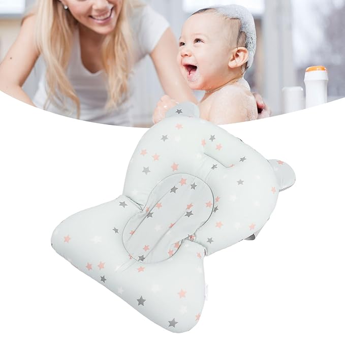 Baby Bath Pad, Breathable Soft Sink Baby Bath with Connectable Bath Mat, Baby Bath Seat, Baby Bathtub Mat, Adjustable Nonslip Newborn Toddler Bath Cushion for 0 to 12 Months