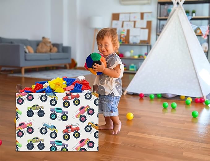 Rectangular Storage Basket，Collapsible Storage Bin，Book Box, Toy Organizer with Handles,,Room Decor.Gift Basket(Truck)