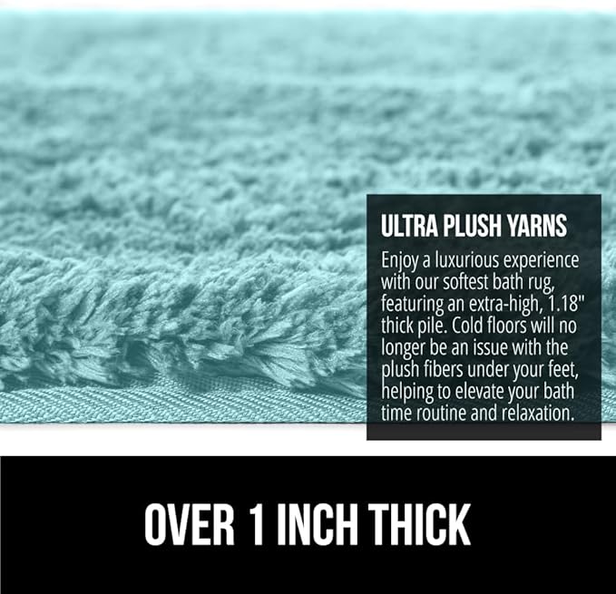 GORILLA GRIP Bathroom Rugs, 36x24, Ultra Soft Absorbent Mat, Thick Plush Bath Rug, Machine Washable, Microfiber Quick Dry, Mats for Shower, Bathtub and Floor, Home Decor Accessories, Spa Blue