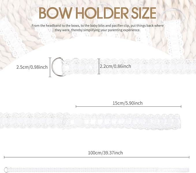 POVETIRE 6PCS Bow Holder Hair Bow Organizer, Hair Clips Storage Bow Holder for Girls Bows, Baby Headband Accessories Organizer Display Wall Hanging for baby Nursery Decors