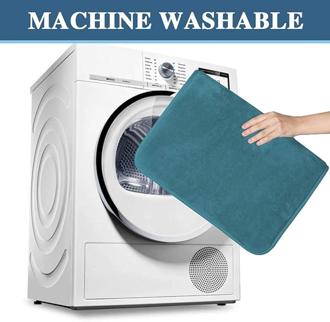 H.VERSAILTEX Bath Mat Memory Foam Bathroom Rug Flannel Velvety Luxury Extra Soft and Absorbent Non Slip Rugs for Bathroom/Bedroom (Curved Set 24"x 36" Plus 20"x 24" Dark Teal)